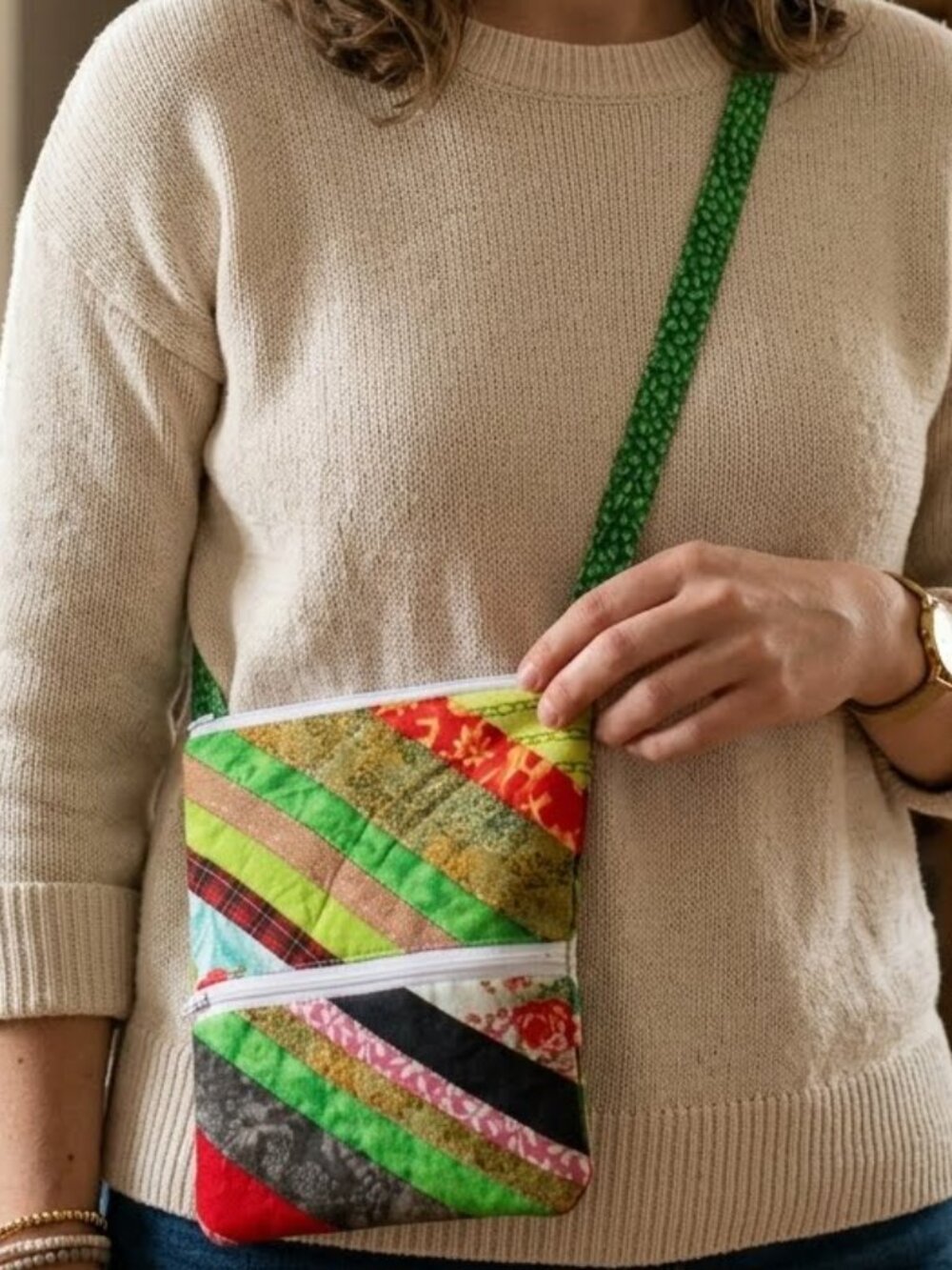 Handmade Small Scrappy Crossbody Bag Purse Boho Patchwork Hippie Y2K Colorful